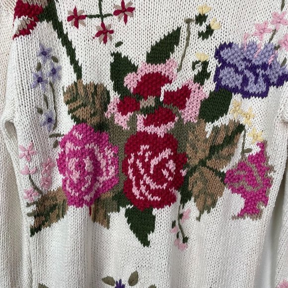 Vintage Donagain Floral Sweater Scalloped Collar - Picture 3 of 5